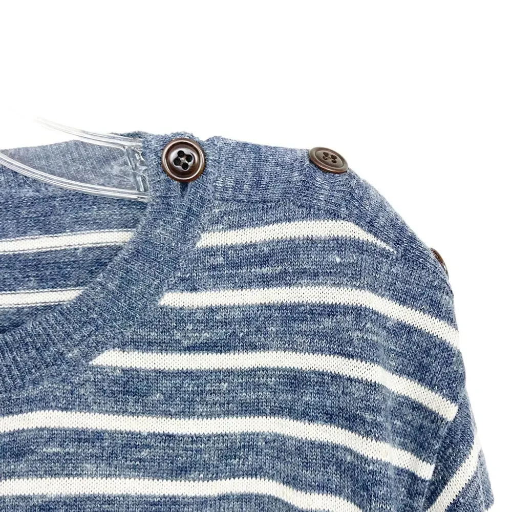 J. Crew Blue White Striped Wool Blend Slim Fit Sweater Sz XL